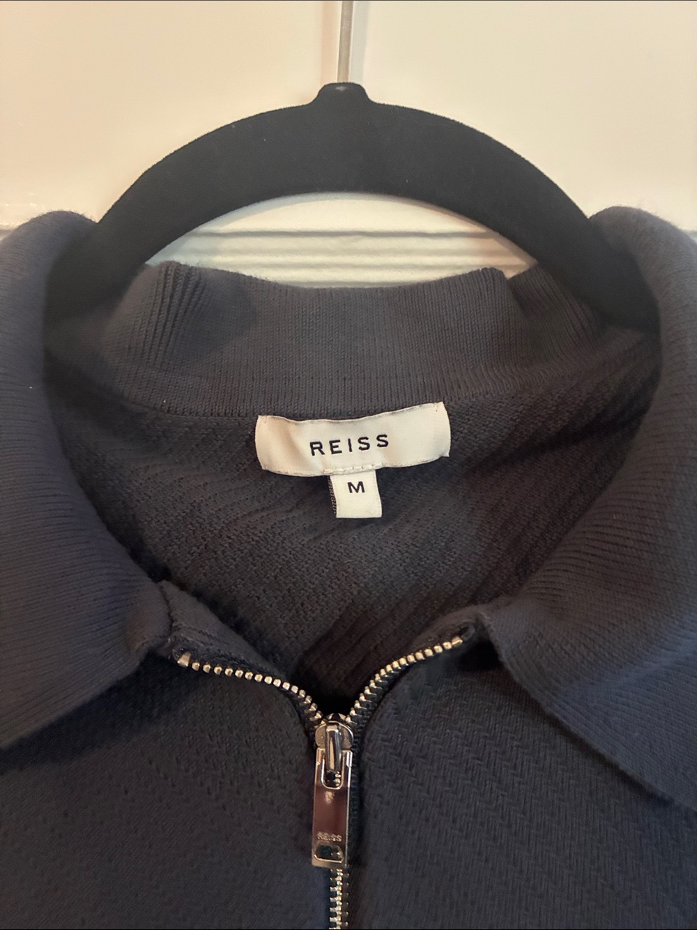 Reiss Men's Charcoal Zip Polo Sweater - Picture 2 of 2
